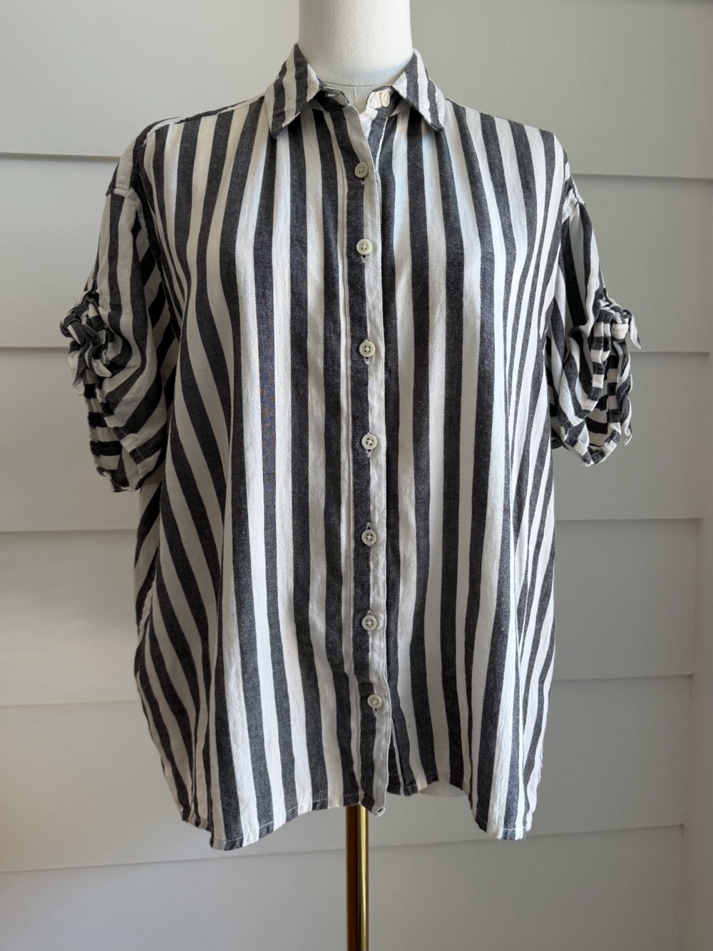 The Great Striped Tie Sleeve Top size 0